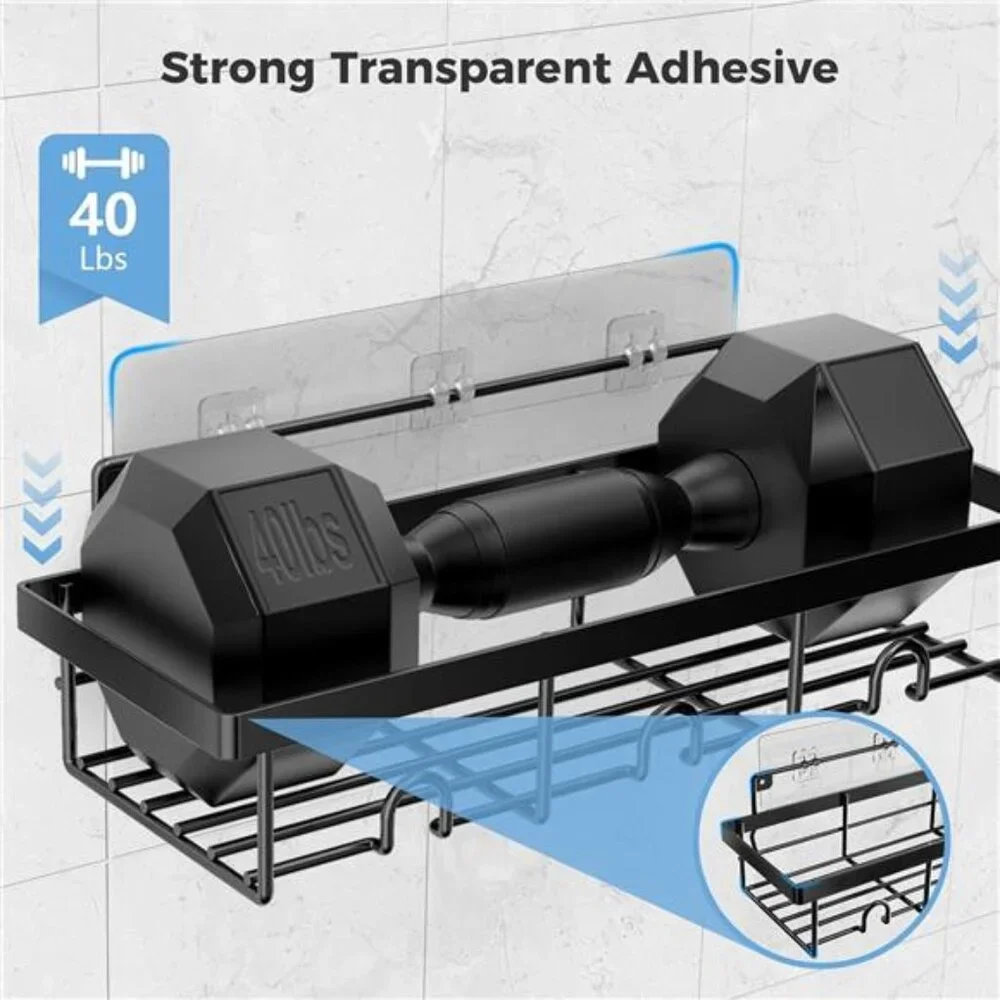4 Pack Shower Caddy Organizer, Stainless Steel Shower Shelf with Hooks